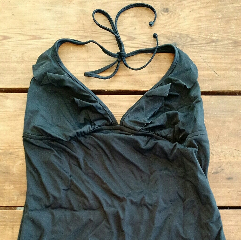 JCrew NWT ruffle halter swimsuit black 16